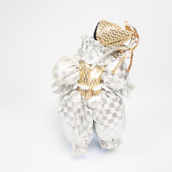 Victoria Impex Jester Harlequin Porcelain Face Hand Legs Doll White Checker - Picture 3 of 7